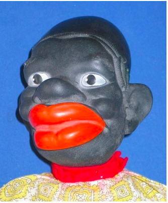 Caricature of Black men made popular by blackface performances and minstrel shows.